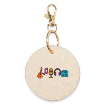 Music Passion Sound Waves Design Gift - Round Keyring - oyster - Front