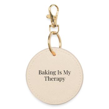 Backen Ist Meine Therapie - Runder Schlüsselanhänger - Auster - Vorne
