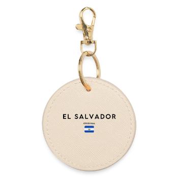 Salvadoran pride, minimalist sleek design - Round Keyring - oyster - Front