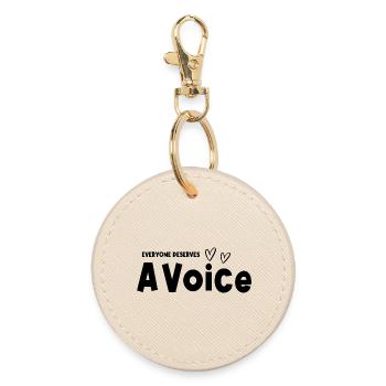 Everyone Deserves A Voice Speech Language SLP - Round Keyring - oyster - Front