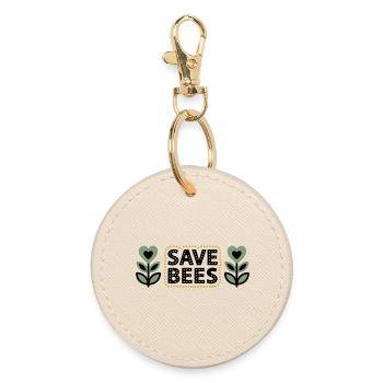  Save Bees Bienen Blumen Naturschutz Imker - Runder Schlüsselanhänger - Auster - Vorne