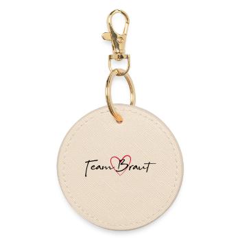 Team Bride Heart Hen Party - Round Keyring - oyster - Front