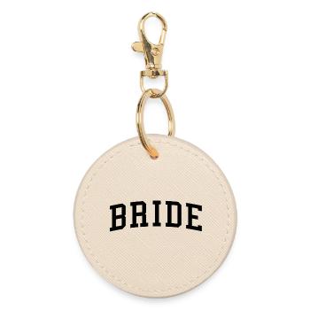 Bride Matching Engagement Bridal Shower Wedding - Round Keyring - oyster - Front