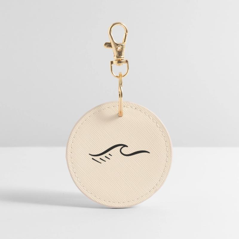 Abstract Geometric Wave Pattern Round Keyring