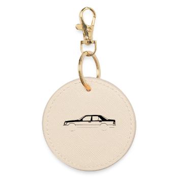 W124 Car Vintage Vintage German German Retro - Round Keyring - oyster - Front