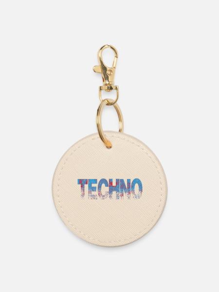 Techno Distressed Text Art - Runder Schlüsselanhänger - Auster