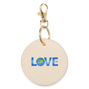 Blue Planet Earth in LOVE lettering - Round Keyring - oyster - Front