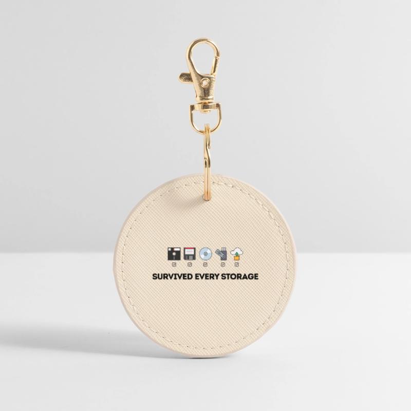 Data Storage Evolution - Tech Icons Round Keyring