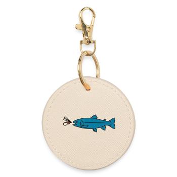Fliegenfischen Forelle Biss Köder Vektor - Runder Schlüsselanhänger - Auster - Vorne