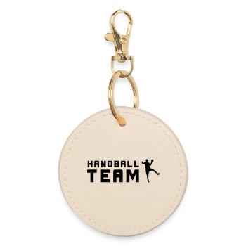 Handball Team Silhouette  - Runder Schlüsselanhänger - Auster - Vorne