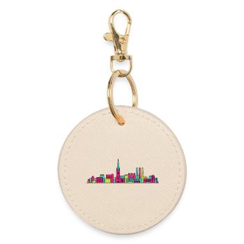 Vasteras City Skyline Cathedral Modern Line Art - Round Keyring - oyster - Front