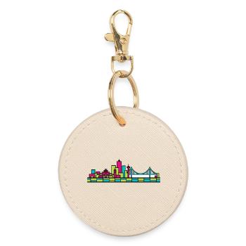 Halifax City Skyline Citadel Hill Modern Art - Round Keyring - oyster - Front