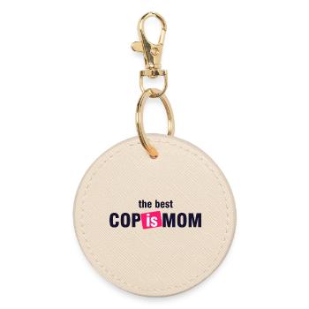 Best Cop Is Mom Shirt - Round Keyring - oyster - Front