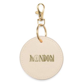 London UK England Silhouette - Round Keyring - oyster - Front