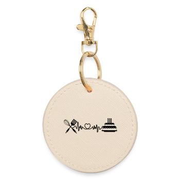 Cardio heart rate kitchen - Round Keyring - oyster - Front