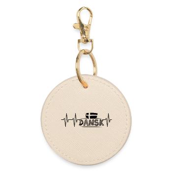 Pulse Dansk Flag Illustration Heartbeat Symbol - Round Keyring - oyster - Front
