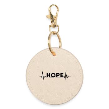 HOPE Schriftzug mit Herzschlag – Hoffnung Motiv - Runder Schlüsselanhänger - Auster - Vorne