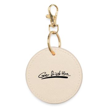 Greed eats brains. - Round Keyring - oyster - Front