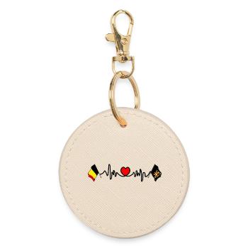 Cardio heart with Flag Belgium, Flemish Brabant - Round Keyring - oyster - Front