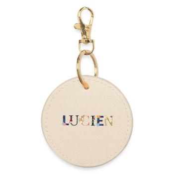 LUCIEN name decorated with flowers - Round Keyring - oyster - Front