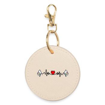 Heart rate cardio for West Virginia - Round Keyring - oyster - Front