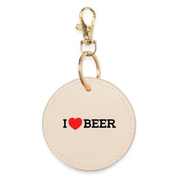 I love Beer (colors can be changed) - Round Keyring - oyster - Front