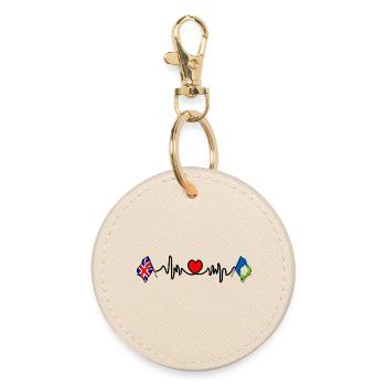East Riding and UK Flag Heartbeat - Round Keyring - oyster - Front