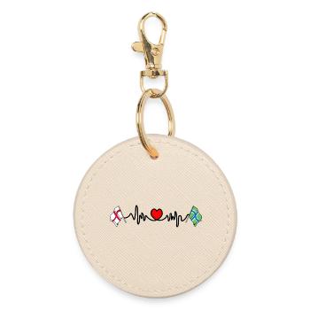 Gloucestershire & England Heart Rate - Round Keyring - oyster - Front