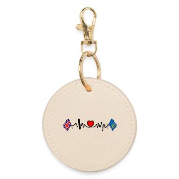 Suffolk & Great Britain Heartbeat - Round Keyring - oyster - Front
