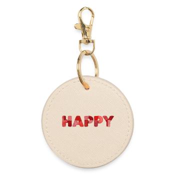 HAPPY Patchwork Embroidery Latest Trend - Round Keyring - oyster - Front