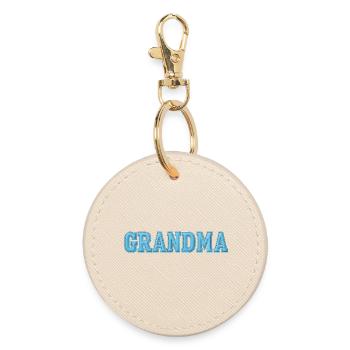 Grandma Schriftzug Stoff Look Typografie - Runder Schlüsselanhänger - Auster - Vorne