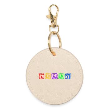 Lucky – Conception colorée de lettres en cube 3D - Porte-clés rond - huître - Devant