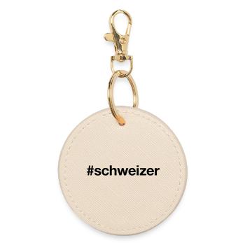 SCHWEIZER Hashtag Schweiz Switzerland - Runder Schlüsselanhänger - Auster - Vorne