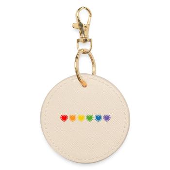 LGBT Rainbow Hearts Outline LGBT lgbtqi queer - Round Keyring - oyster - Front
