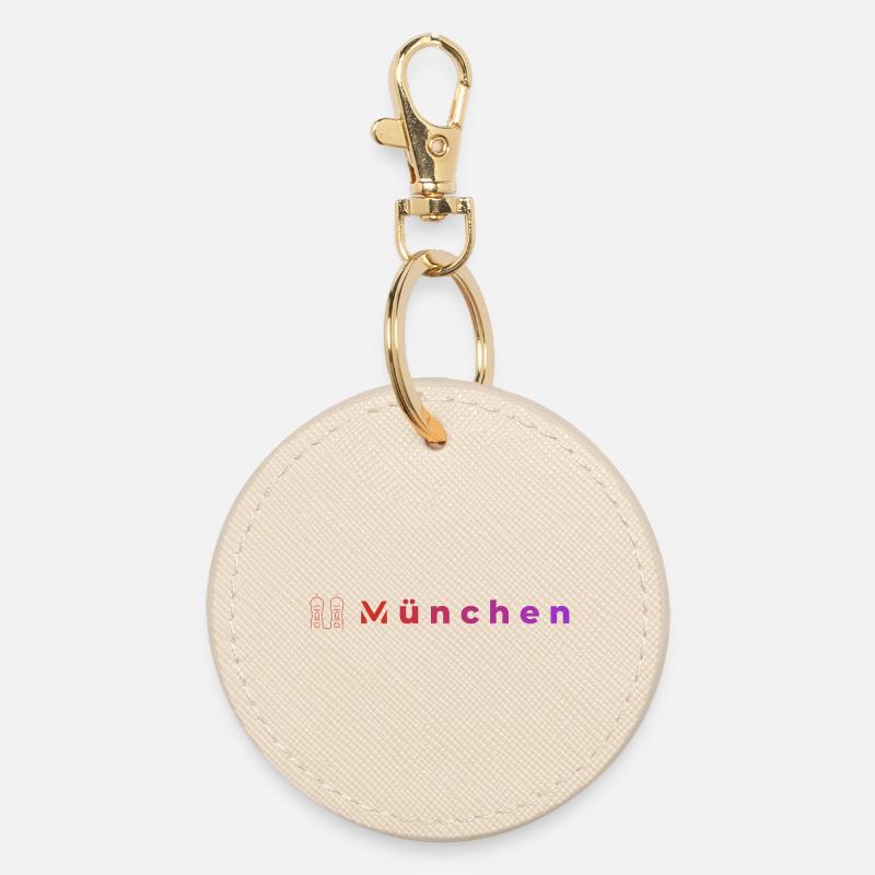 Munich Night Lights - Round Keyring - oyster