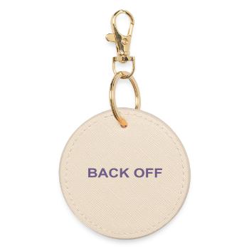 Back Off Funny Saying - Round Keyring - oyster - Front