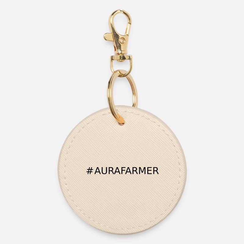 #AURAFARMER - Round Keyring - oyster