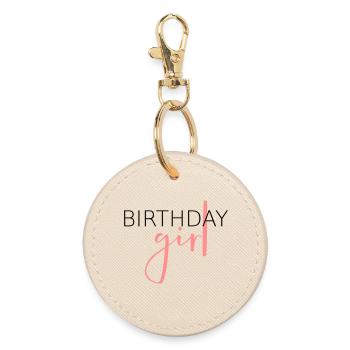 Birthday girl - birthday child gift idea - Round Keyring - oyster - Front