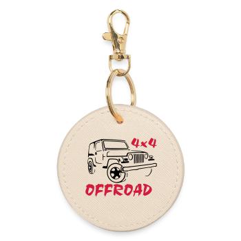4x4 Offroad Jeep T-Shirt - Runder Schlüsselanhänger - Auster - Vorne