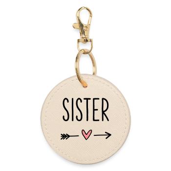 Sister coeur flèche amour petite amie cadeau - Porte-clés rond - huître - Devant