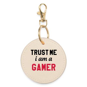 Gamer / Gaming - Round Keyring - oyster - Front