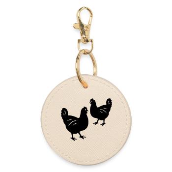 Chickens - Round Keyring - oyster - Front