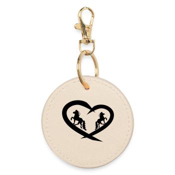 Icelandic Horse Heart, Icelandic Horse Love - Round Keyring - oyster - Front