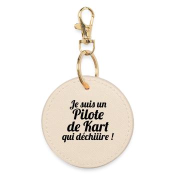 Karting / Kart / Go-Kart / Sport / Driver - Round Keyring - oyster - Front