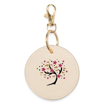 arbre de fleur de cerisier stylisé au printemps - Porte-clés rond - huître - Devant