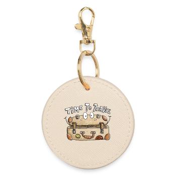 Time To Travel I Suitcase Holiday Trip - Round Keyring - oyster - Front
