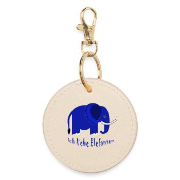 Blue Elephant I Love Elephants - Round Keyring - oyster - Front