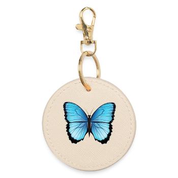 papillon bleu dessiné à la main et coloré - Porte-clés rond - huître - Devant