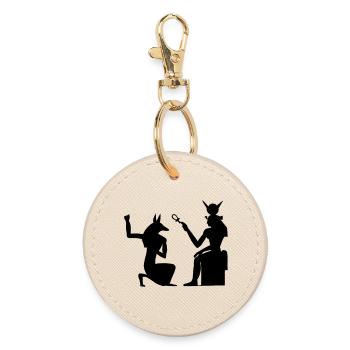 Pyramid Egyptian hieroglyphics pharaoh - Round Keyring - oyster - Front