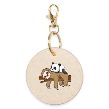 Sloth And Panda Süßes Tier Design - Runder Schlüsselanhänger - Auster - Vorne